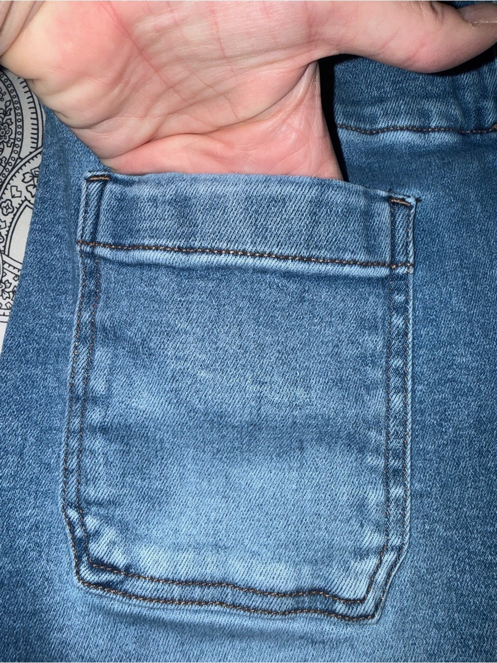 LC Lauren Conrad Faded Blue Denim High Waisted Shorts with Patch Pockets - Picture 3 of 8